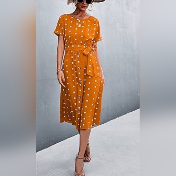 SHEIN Dresses & Skirts - Polka Dot Orange Dress Size S